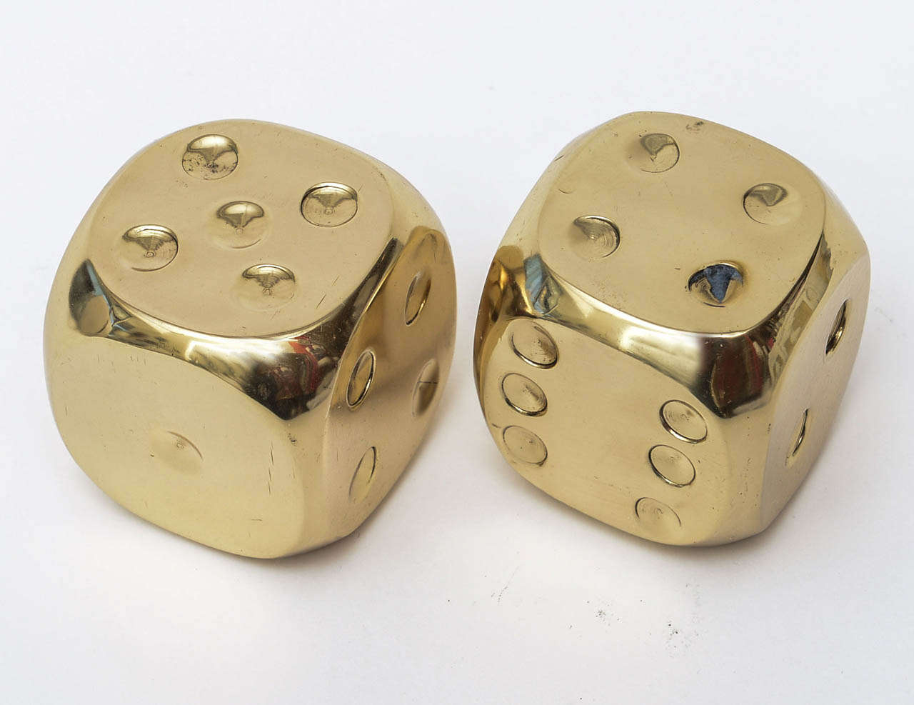 Mid-20th Century Pair of Polished Brass Dice/ SATURDAY SALE