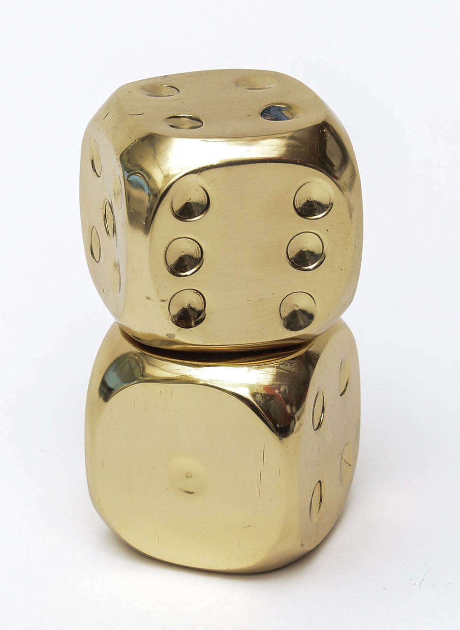 Pair of Polished Brass Dice/ SATURDAY SALE 1