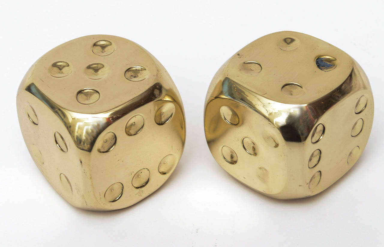 Pair of Polished Brass Dice/ SATURDAY SALE 2