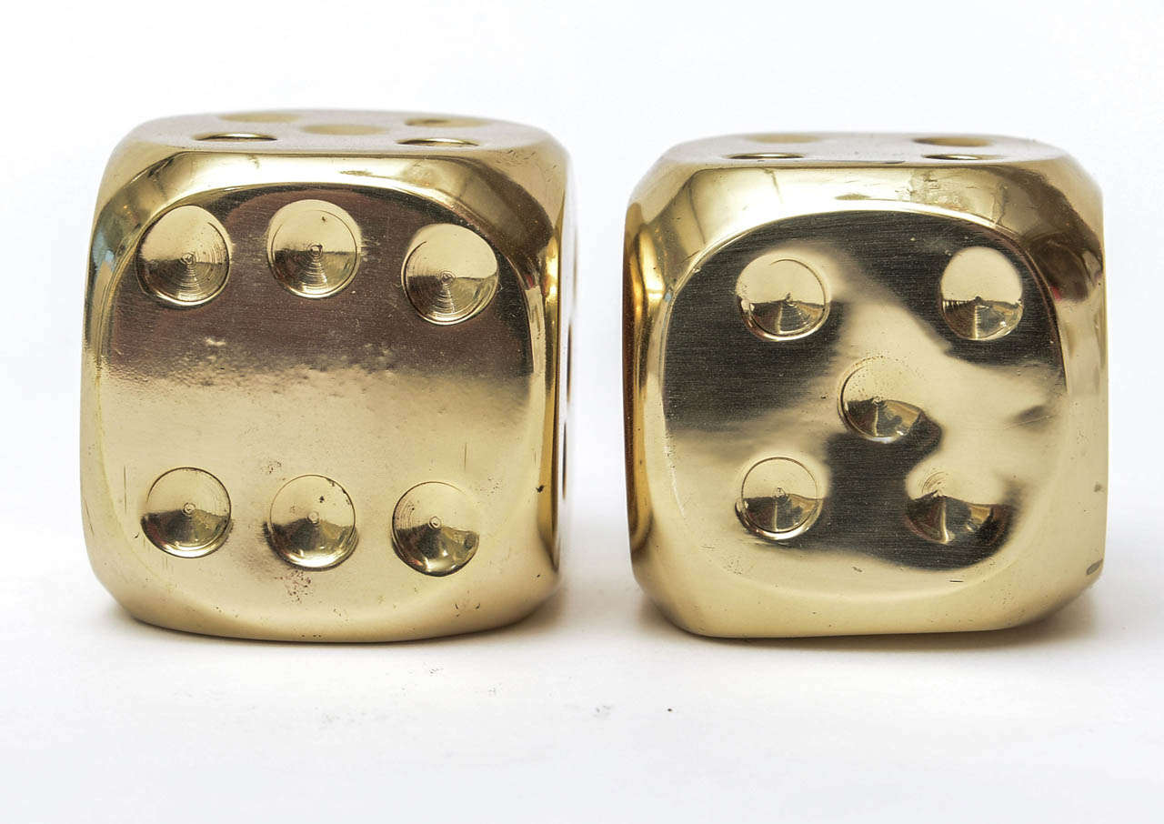 Pair of Polished Brass Dice/ SATURDAY SALE 3