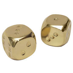 Retro Pair of Polished Brass Dice/ SATURDAY SALE