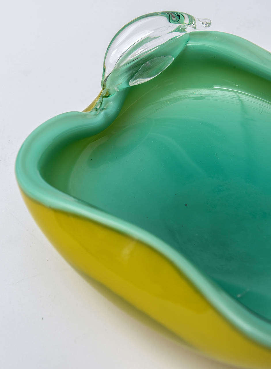 Murano Glass Luscious Italian Murano Chartreuse/Turquoise Glass Bowl