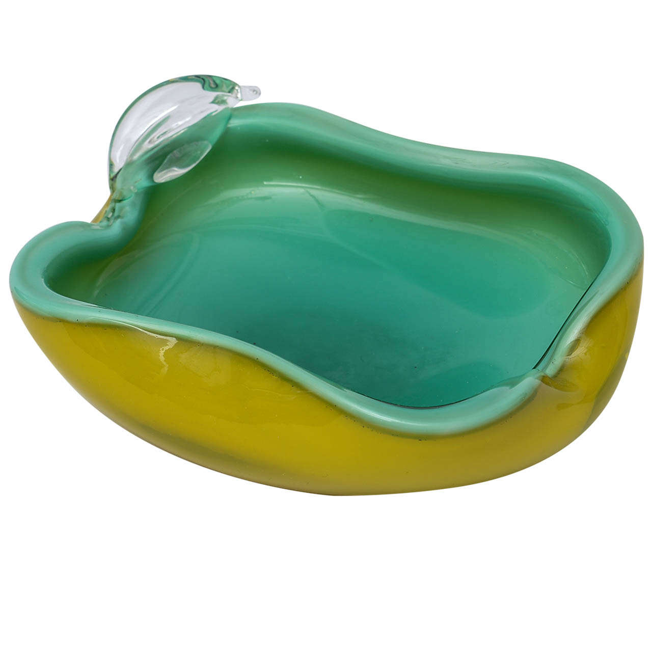 Luscious Italian Murano Chartreuse/Turquoise Glass Bowl