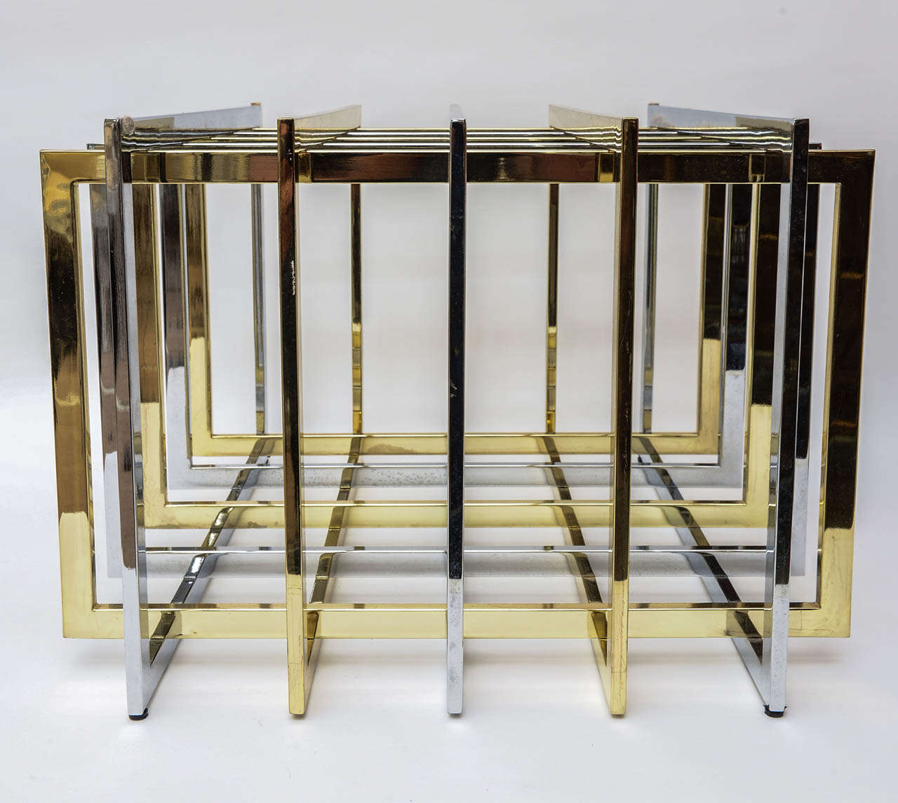 French Pierre Cardin 'Grid Puzzle Sculptural Mixed Metal Cocktail/Side Table Base