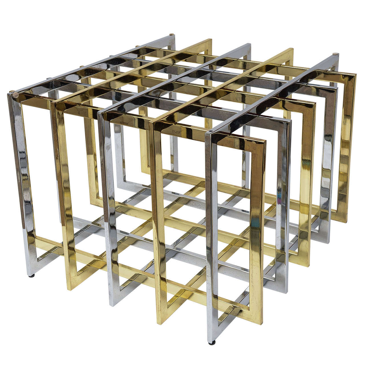 Pierre Cardin 'Grid Puzzle Sculptural Mixed Metal Cocktail/Side Table Base