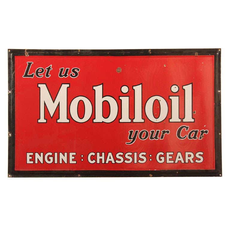 Porcelain Mobiloil sign For Sale at 1stDibs