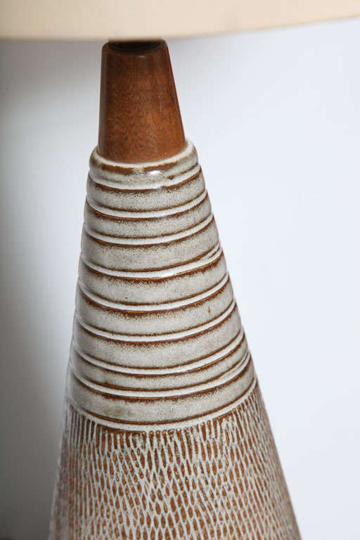 Mid Century Danish Modern Ceramic and Wood Table Lamps. 1