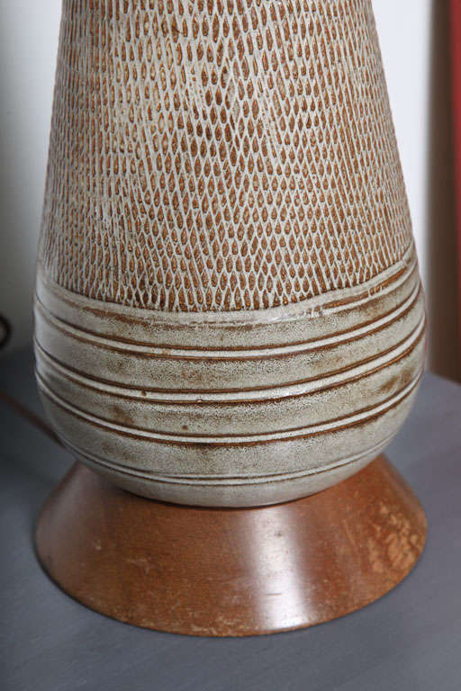 Mid Century Danish Modern Ceramic and Wood Table Lamps. 3