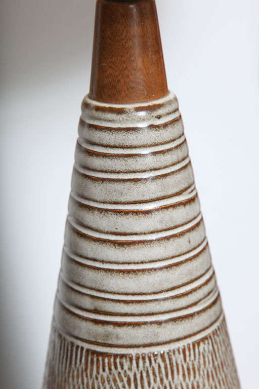Mid Century Danish Modern Ceramic and Wood Table Lamps. 4