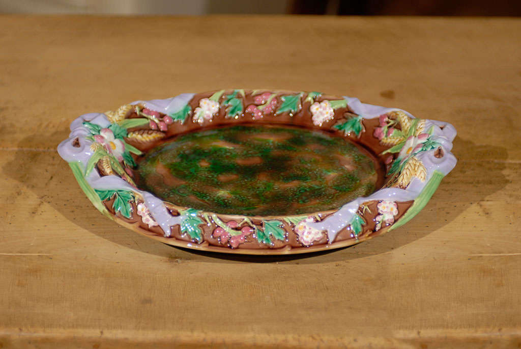 Glazed C.1872 George Jones Rare Colors English Majolica Platter For Sale