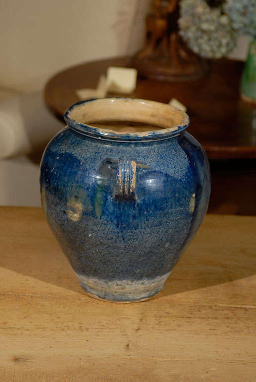 Rare Blue French Olive Pot c.1900 2