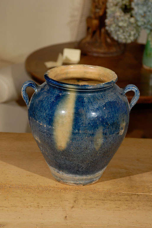 Rare Blue French Olive Pot c.1900 3