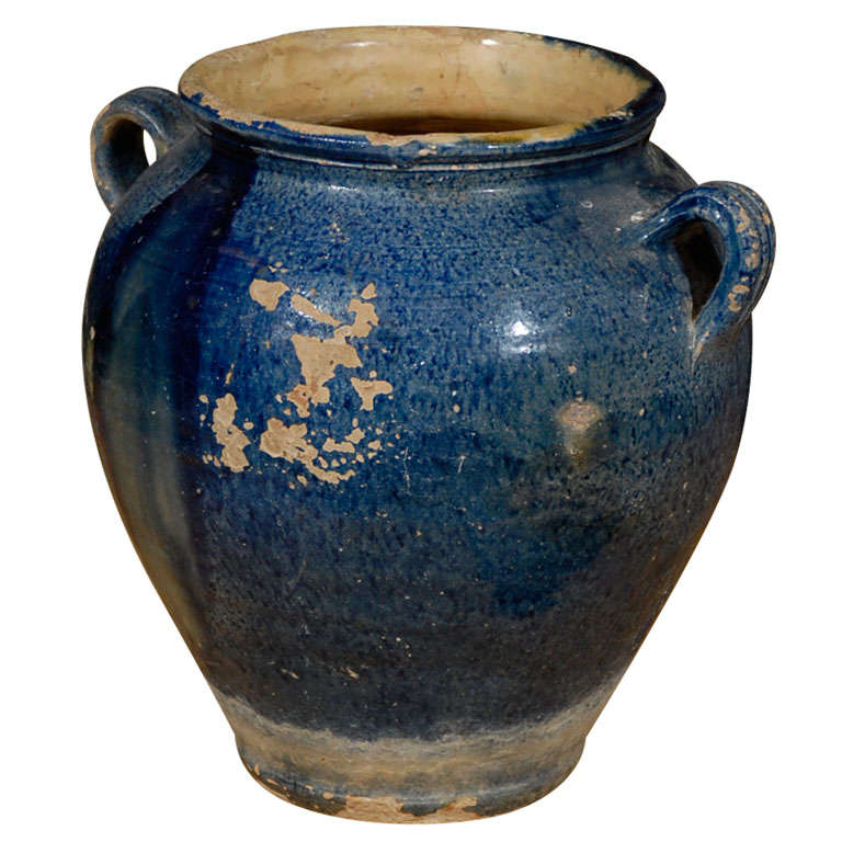 Rare Blue French Olive Pot c.1900