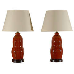 One of a Kind Pair of Hand Turned Charlie West Lamps