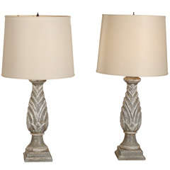 Pair of Grey Lamps made from Antique Balustrades