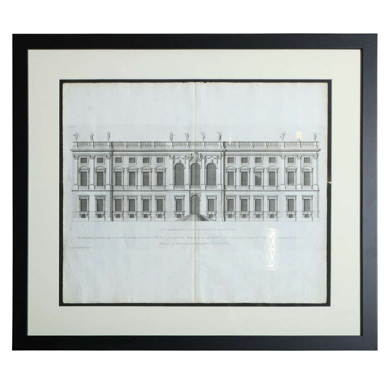 Architectural Engraving by Colen Campbell For Sale