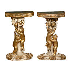 Hand Carved Putti Pedestals