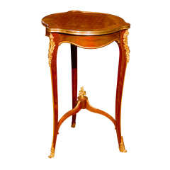 Antique Three Point Marquetry Gueridon