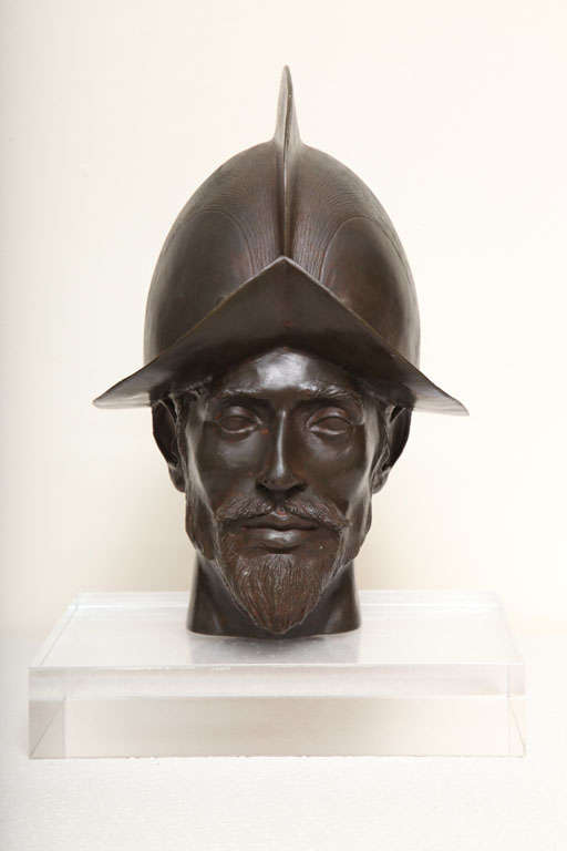 Sculpture of Balboa carved in bronze with great detail.