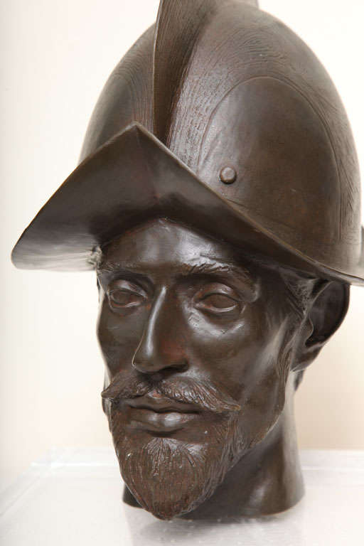 Bronze Conquistador Head Sculpture of Balboa 3