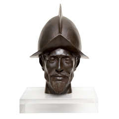 Bronze Conquistador Head Sculpture of Balboa