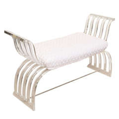 Lucite and Nickel Silver Chic  Sculptural Slated Bench