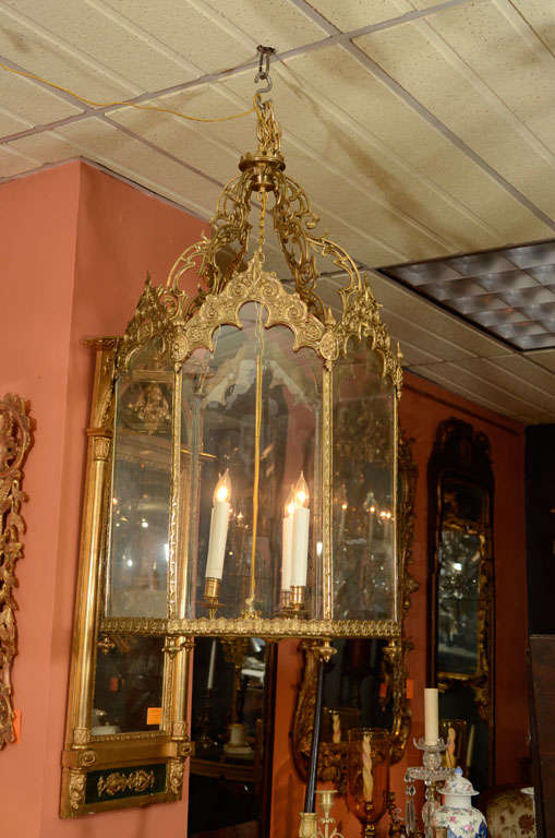 Brass Gothic Four Light Hall Lantern