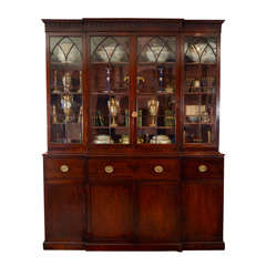 A Large George III Mahogany Butler's Breakfront Bookcase