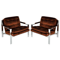 Chrome Milo Baughman lounge chairs