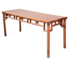 Antique 19th Century Chinese Painting Table In Cypress Wood