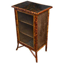 19th Century English Bamboo tortoise cabinet or Bookcase