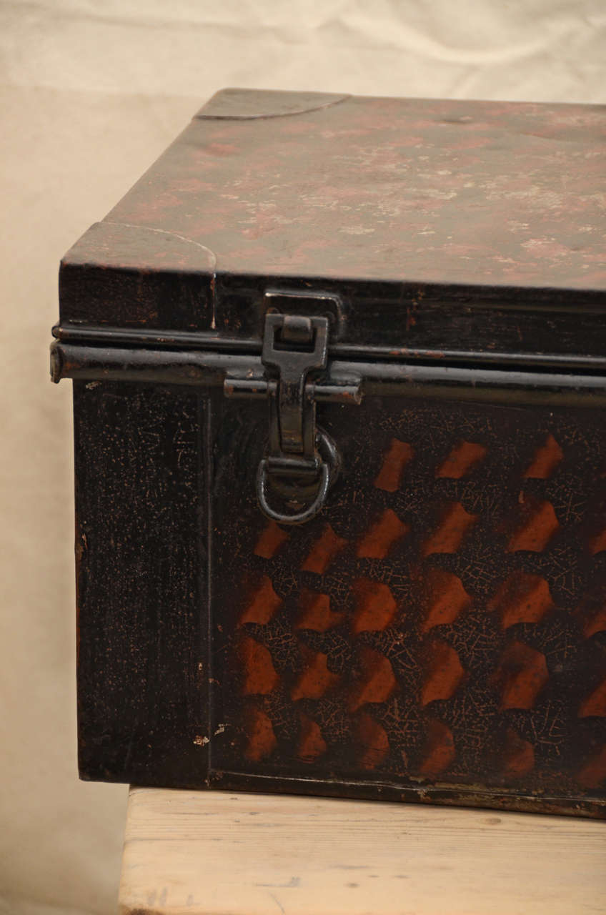 Victorian English Painted Faux Aligator Metal Uniform Box