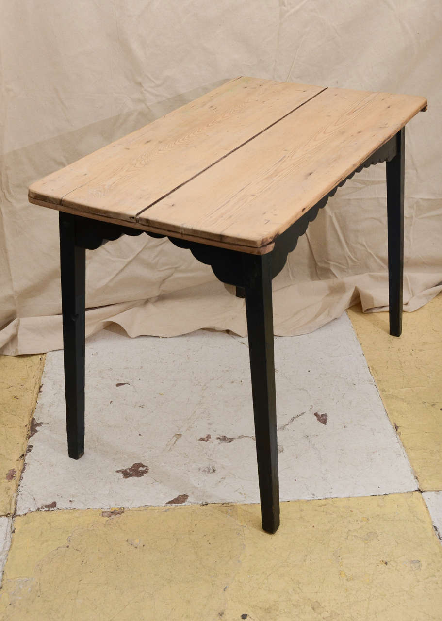 Continental Scrubbed Pine Side Table with Blue Painted Legs