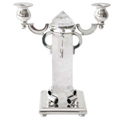 Sterling Silver and Rock Crystal Candelabra by Devecchi