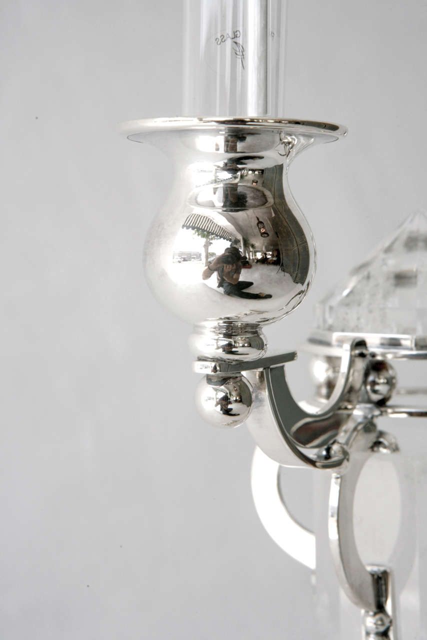 Sterling Silver and Rock Crystal Candelabra by Devecchi 4