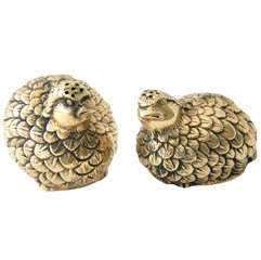 Vintage Pair of Quail Salt and Pepper Shakers by Gucci