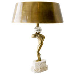 Cast Brass and Marble Atlas Lamp