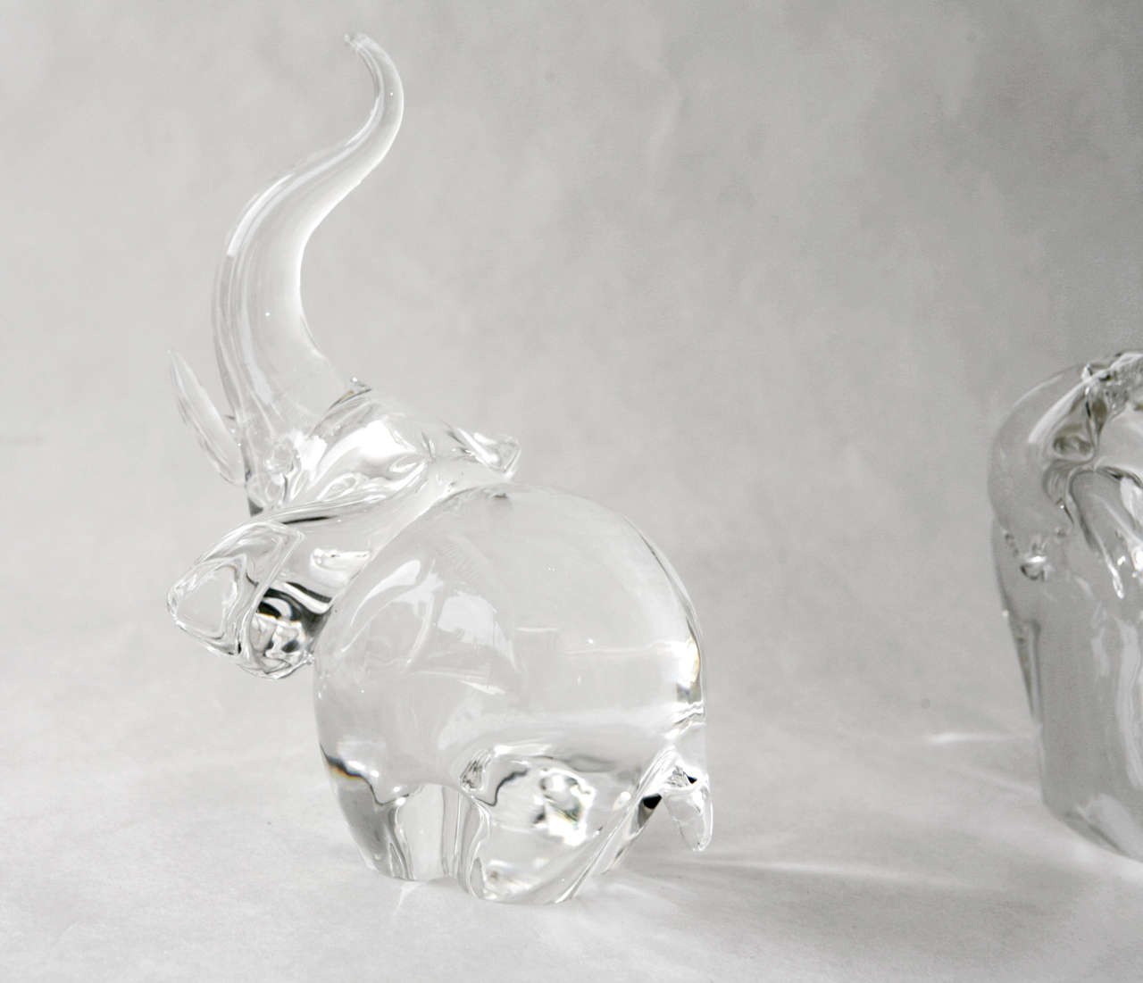 Mid-20th Century  Crystal Elephants by Steuben Glass
