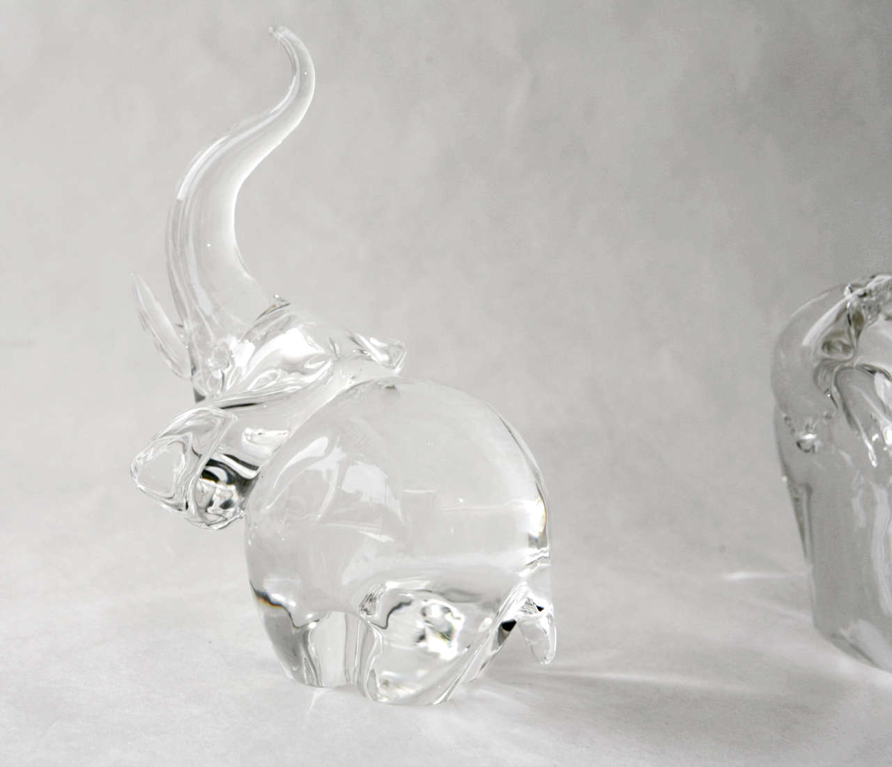 Mid-20th Century Crystal Elephants by Steuben Glass