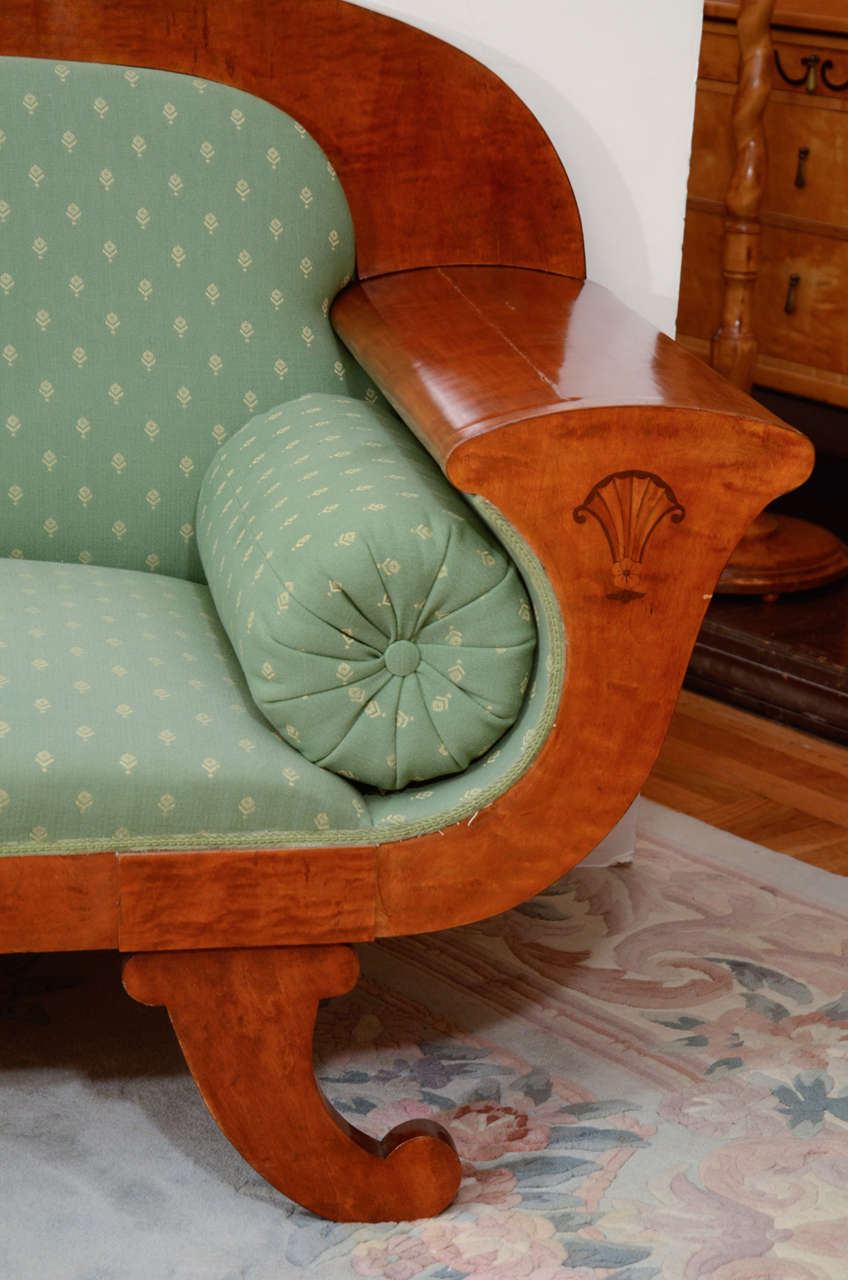 Marquetry Mahogany, Golden Birch and Ash Adorned, Classic Biedermeier Settee
