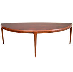 A Curved Johannes Andersen for CF Christensen Rosewood Coffee Table.