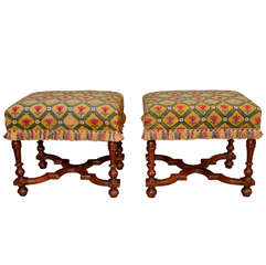 Rare Pair of William and Mary Stools