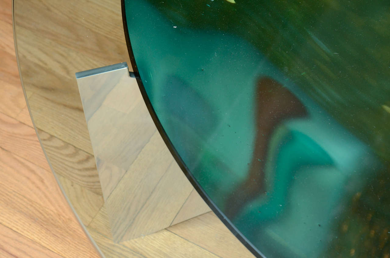 Unusual Concave Green Mercury Glass Coffee Table In Good Condition In New York, NY