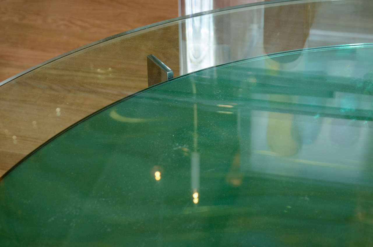 Mid-20th Century Unusual Concave Green Mercury Glass Coffee Table