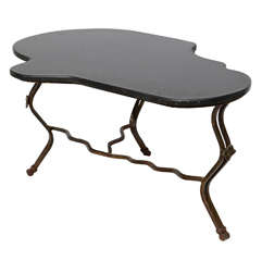 Artistic Hand Wrought Iron Side Table with Amorphous Stone Top