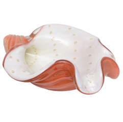 Alfredo Barbini Bulicante Murano Glass Shell Dish