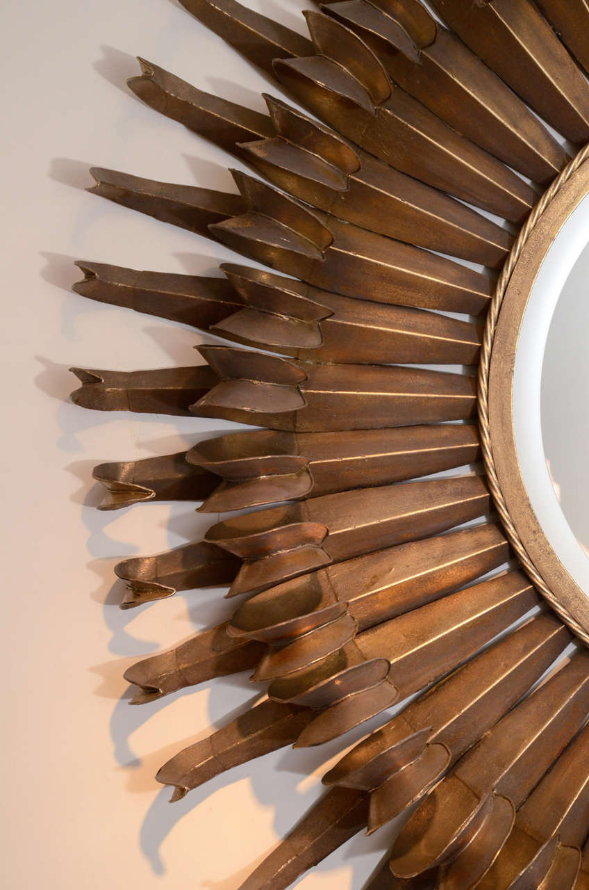 Hollywood Regency Sunburst Mirror For Sale