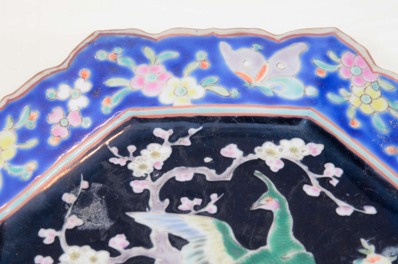 20th Century Chinese Famille Noir Plate For Sale