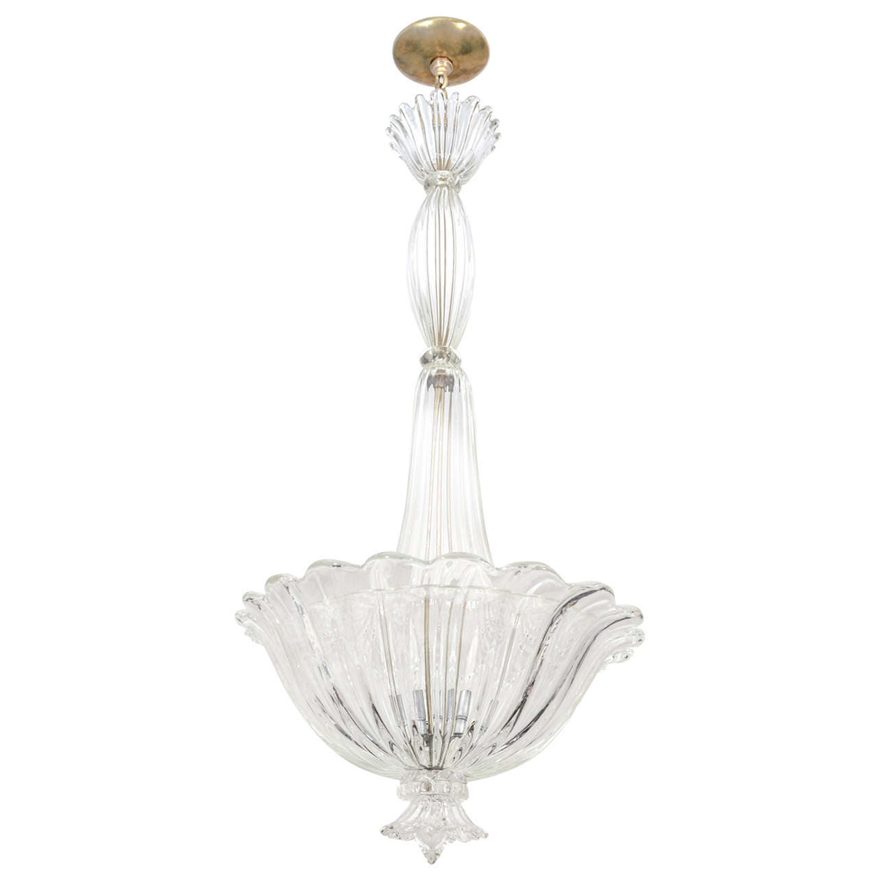 Fluted Murano Glass Chandelier at 1stDibs