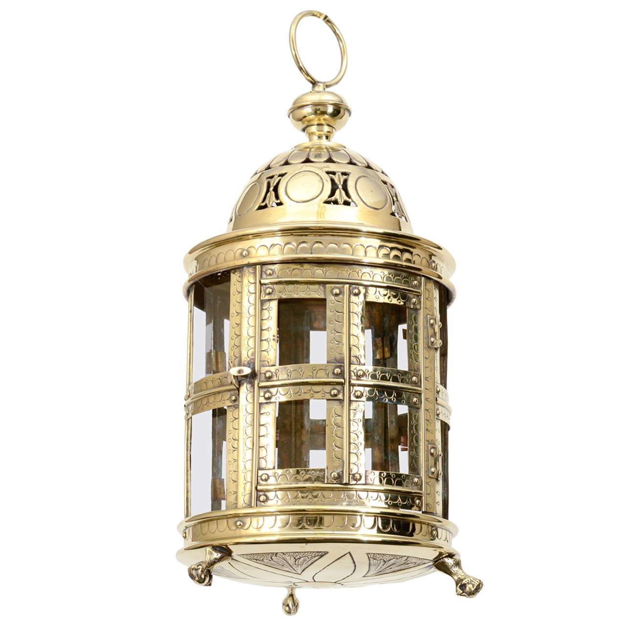 Pierced and Engraved Dutch Brass Lantern  For Sale